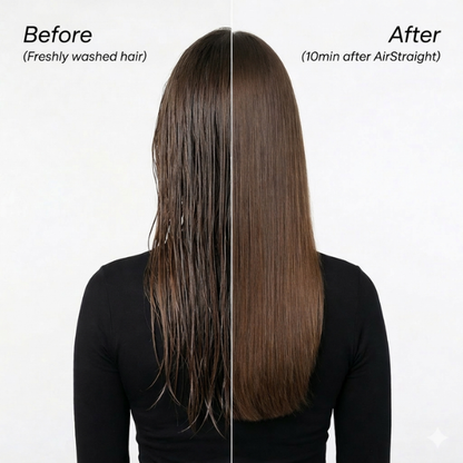 Hair before and after styling with Monelina AirStraight
